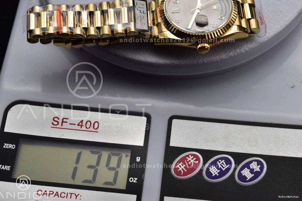 Diamond with Steel YG V5 Dial Bracelet vr3255 36 Grey 698 on 904L Square Edition Sophisticated DayDate Best Weight) QF President (Gain 0213